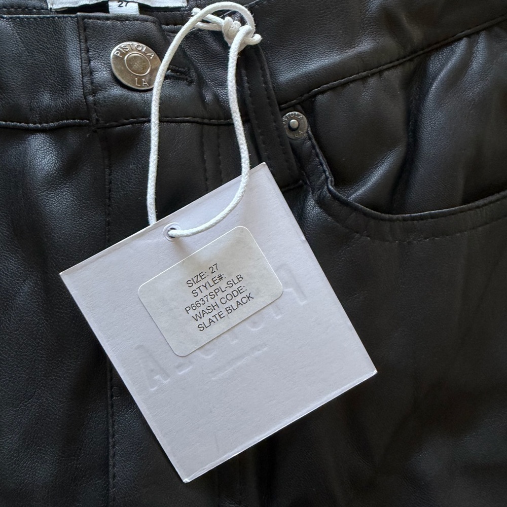 Pistola NWT Lennon Black Leather Pants in Slate Black - Picture 9 of 9